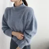 Maglioni da donna Maglione lavorato a maglia da donna Pullover con capelli soffici Maglione peloso bianco solido morbido e morbido Pullover dolcevita in cashmere femminile