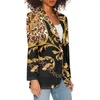 Trajes de mujer Noisydesigns lujo dorado patrón floral mujer Blazer chaquetas abrigos estampado de leopardo Tops ropa femenina llegadas Dropship