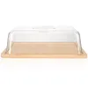 Dinnerware Sets Bamboo Butter Tray Storage Dish With Lid Sliced Vegetable Cheese Serving