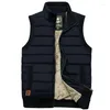 Gilets pour hommes Marque 2023 Épaissir Gilet d'hiver Manteau à fermeture éclair Chaud Veste sans manches Casual Polaire Mâle Armée Vert Gilet Noir