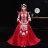 Vêtements ethniques Robe de mariée chinoise Robes de mariée traditionnelles pour femmes Brodées Col debout Long Qipao Plus Taille 4XL Xiuhe