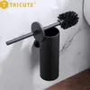 TAICUTE – porte-brosse de nettoyage de toilettes à la mode, ensembles de supports muraux en acier inoxydable, accessoires de salle de bains, matériel de WC noir chromé 231025