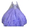 Бальные платья 2023 Лаванда с открытыми плечами и 3D цветочным жемчугом Quinceanera Пышное кружево для выпускного вечера из тюля Sweet 16