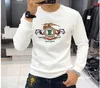 Primavera New Mens Causal Hoodies Sweatershirts Pulôver Lantejoulas Bordados Letras Designer Jumper Trendy Branco Hoodies Suéteres Slim Fit Masculino Outwear