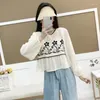 Blusas femininas crewneck manga longa colheita topo floral crochê blusa camiseta casual plissado bainha peplum topos outono camisa streetwear 066c