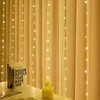 Kerstversiering Gordijn LED-lichtslinger Warmwitkleurig Afstandsbediening Slaapkamer Vakantie Bruiloft Decoratie Feekrans 231026
