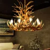 Chandeliers Retro Brown White Resin Antler Chandelier Lighting 4/6/9 Arms E14 Luxury Vintage For House Fixtures