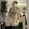 Men's T Shirts Foufurieux Tie Dye Short Sleeved Male American Retro T-shirt Trend Loose Men Half Sleeve Summer High Street Shirt Clothing