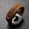 Watch Bands Handmade Head Layer Cowhide Leather Strap Brown Colour To For Apple Ultra 49MM 42MM 44MM Thickened Men Genuine