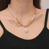 Chokers Trendy Gold Color Halsband Hip Hop Style Faux Square White Imitation Pearl Head Jewelry 231025