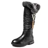 Boots Kneehigh Girls 2023 Winter Autumn Genuine Leather Princess Shoes Waterproof Fashion Rabbit Fur Decor Kids Botas 231025