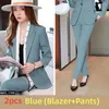 Dames Tweedelige Broek Elegante Dameskostuums 2023 Herfst Blauw Zwart Rood Bruin Formeel Kantoor Dame Werkkleding Zakelijke sets Blazer en 2 sets