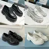 Designerschoenen Zacht Koeienhuid Heren DamesLoafers Rubber Platform Sneakers Zwart Glanzend Leren Slipper Dikke Bodem Schoen Dikke Ronde Kop Sneaker Met Doos Maat 34-46