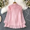 Women's Blouses French Chic Women Blouse 3D Ruffles Long Puff Sleeve Stand Collar Ladies Blusa Autumn Age-reducing Elegant Female Tops