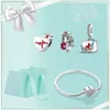 Pietre preziose sciolte Diasy 6 / Pz Argento sterling 925 Serie di cuori Famiglia Ragazze Albero della vita Braccialetti con ciondoli con scatola verde per regalo da donna