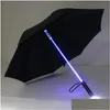 Umbrellas 7 Led Light Saber Up Umbrella Laser Sword Golf Changing On The Shaft/Built In Torch Flash Drop Delivery Home Garden Housekee Dhwcl