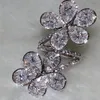 Oświadczenie Flower Diamond Ring Real 925 Sterling Srebrna biżuteria zaręczyny Pierścienie dla kobiet Party Bridal Party Accessory329t