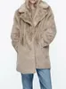 Women's Wool Blends 2023 Women Winter Overcoat Coats Fashion Fleece Loose Wolid Wram Single Breasted Female Elegant Street Outerwear 231026