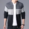 Suores masculinos ajuste fino retalhos malha cardigan casacos roupas de marca malhas sweatercoats topos outerwear jaqueta com zíper