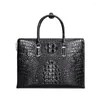 Портфели 2023, роскошный мужской портфель из крокодиловой кожи, деловая повседневная сумка через плечо с кодовым замком, натуральная сумка через плечо 45