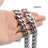 14mm Boys Men's High Quality Silver Color Stainless Steel Curb Cuban Link Miami Chain Necklace Rapper Jewelry 7-40inch315E