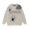 Дизайнерский роскошный черный мужской свитер Chaopai Classic Spider Graffiti осень-зима INS. Чувство дизайна для маленького и деструктивного стиля, свободная пара, повседневный стиль