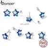 Stud Bamoer Anthentic 925 Sterling Silver Blue Star Earrings For Female Fashion Studs Ear Girls Birthday Presents Fine Jewelry YQ231026