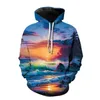 Men's Hoodies Autumn Men 3D Beach Coconut Tree Print Hoodie Holiday Style Fashion Y2K Casual Versatile Long Sleeve Loose Fitting MenHoodie