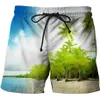 Herr shorts havs natur landskap 3d tryckt kort byx baddräkt män simning stammar strandkläder coola pojkar barn strand sport pant300c