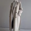 Manteau d'hiver pour femmes, manteau de styliste à la mode, large ceinture à revers, poche en mélange de laine, surdimensionné et Long, Trench-Coat d'extérieur Wool324v