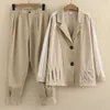 Vestes pour femmes Plus Taille Set 2023 Printemps Mode Deux bandes blanches Fold Pocket Blazer Pantalon sur mesure Pièce Oversize Curve Vêtements 231025