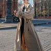 Dames bont imitatie Koreaanse stijl losse oversized X lange trenchcoat dubbele rij knopen damesmantel windjack lente herfst bovenkleding grijs 231025