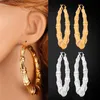 Trendy Big Hip Hop Punk Bamboo Hoop Earrings 18K Real Gold Plated Fashion Elegant Larger Size Women Earrings Fashion Costume Jewel271n