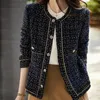Women's Down Parkas Vintage Woolen Tweed Black Jackets Winter Fall Wool Blend Short Coat Korean Fashion Jaquetas Loose Office Chaquetas 231026