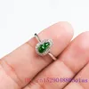 Cluster ringen Birmese Jade Gourd Charm Green 925 Silver Emerald Gemstone Natuurlijke sieraden Real Verstelbare Vintage Jadeite Women Fashion