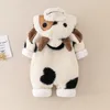 Rompers Christmas Lovely Cow Baby Girls Boys Romper Jumpsuits Winter Thicken Onesie Cartoon Children Bodysuit Soft Baby Hoodie Coverall 231025