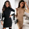 Casual Jurken Sexy Elegante Vrouwen Mini-jurk Winter 2021 Coltrui Klinknagel Bodycon Plus Size 3XL272K