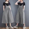 Women's Pants 2023 Arrival Korea Style Black White Plaid Loose Summer Wide Leg Overalls Thin Chic Girl's Fashion Women Casual