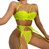 Ensemble Sexy soutien-gorge érotique bref ensembles femmes jarretières g-string Patchwork voir à travers la Lingerie dames Sexy culotte sous-vêtements 231026