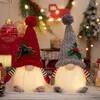 Christmas Decorations Doll Elf Gnome with Led Light Dwarf Knitted Hat Glow Rudolf Year Gifts 231026