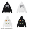 Sweatshirts gevşek ceket 2023 moda kazak boyalı ok karga şerit %70 Hoodie Erkek ve Kadınlar Dışı Hoodies Off Pullover Hooded Moda Blackwhite Z90B