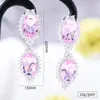 Dangle Earrings GODKI Pink Drop For Women Wedding Miami Prong Cuban Chain Link Cubic Zirconia CZ Set Hip Hop Chains