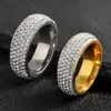 Bandringar lyx Iced Out Ring Homme Steel Chunky Rings för män Kvinnor Par Fashion Jewelry Accessories Wholesale Korea Style 231025