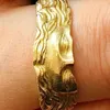 Cluster Ringe Vintage Gold Farbe Jesus Halbgesicht Offener Ring für Männer Frauen Retro Religiöser Glaube Schmuck Reines Kupfer Fingerbänder Geschenke