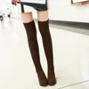 Boots Drop Winter Autumn Women Over The Knee Knitted Woman Round Toe Flat with Shoes Female Footwear Plus Size 231025