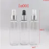 Vaporisateur de bouteilles cosmétiques colorées transparentes carrées de 100 ml, vente en gros, 100 cc avec pompe de pulvérisation argentée, bouteilles de brouillard d'eau de haute qualité Ohjeq