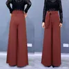 Calças femininas de perna larga 2023 outono inverno casual cintura alta solta oversize moda kpop escritório wear calças mulher clássica