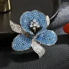 Broches Glanzende Kleurrijke Zirkoon Tweekleurige Temperament Bloem Broche Jas Vest Pin Trui Accessoires Orchidee Brochespelden Dames Corsage