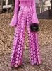 Spodnie damskie Yeuzzi Women Fashion High Tartle szerokie nogi puste polka kropka 2023 Spring Autumn Solid Kolor Procesal Office Spodni