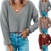 Camisolas femininas Mulheres V Neck Sweater Tops Malha Cropped Top Camisa Manga Longa Pulôver Curto Colheita Quente Sexy